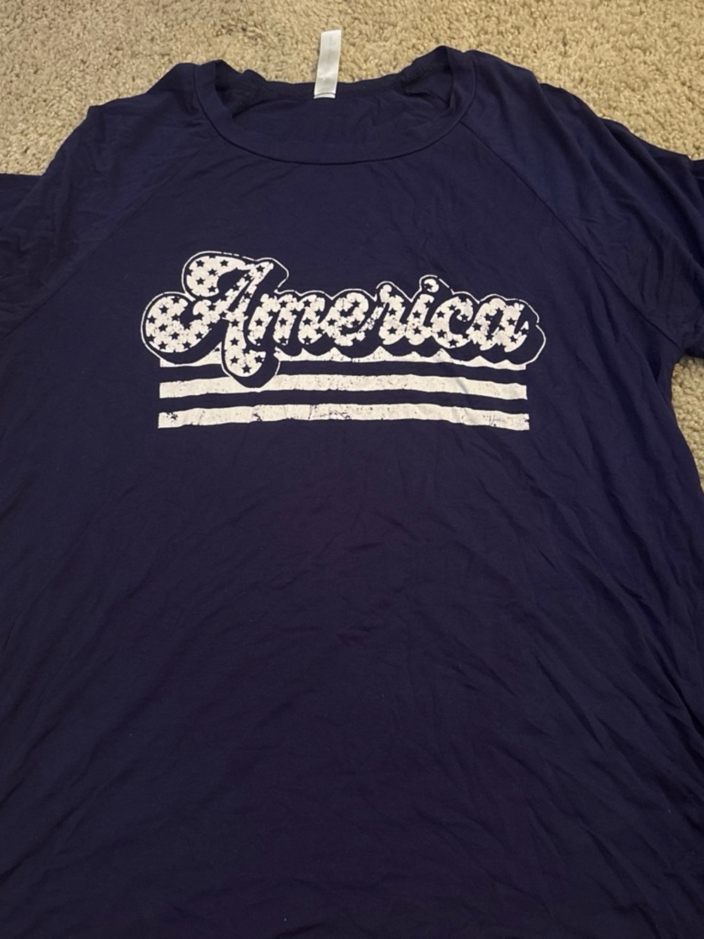 Navy 'America' Graphic Tee - Patriotic Stars & Stripes